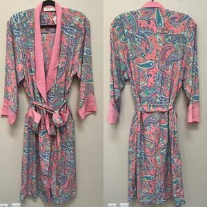 NWT Vintage Victoria's Secret Summer 1985 Pink Paisley Print Robe Size S